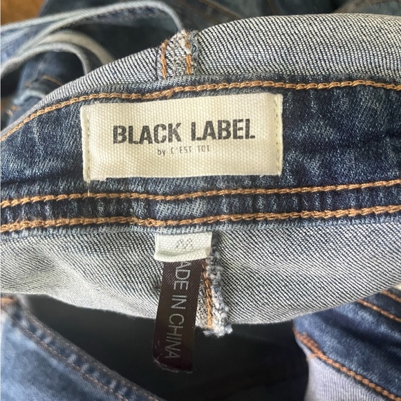 Black Label by C’est Toi Frayed Denim Overall Shorts- Size Med. - Picture 3 of 4